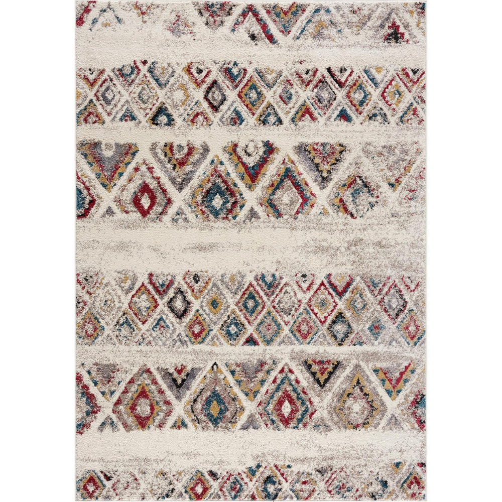 Modern Abstract Rug 4x6 Beige Cream Boho Modern  Living Room Kitchen and Bedroom Area Rug