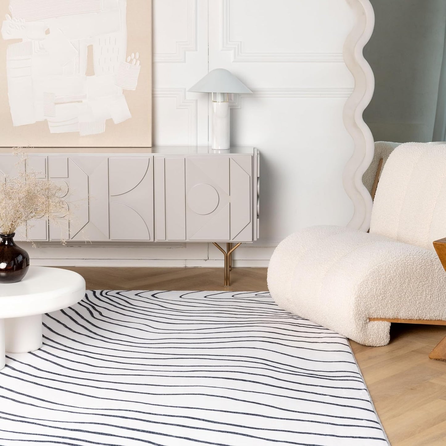 Modern Balck White Boho Rug Living Room Kitchen and Bedroom