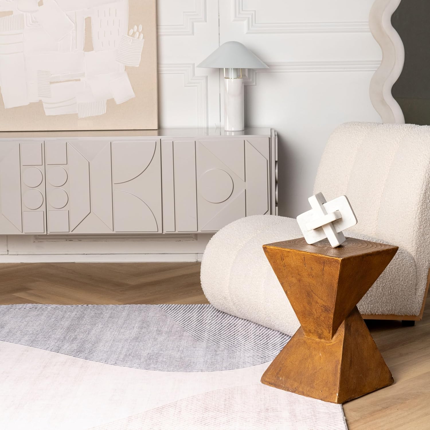Modern Beige Grey Area Rug Boho Rug Living Room Kitchen and Bedroom