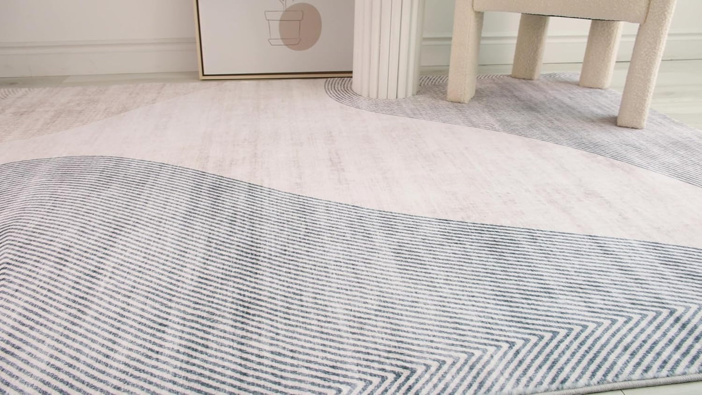 Modern Beige Grey Area Rug Boho Rug Living Room Kitchen and Bedroom