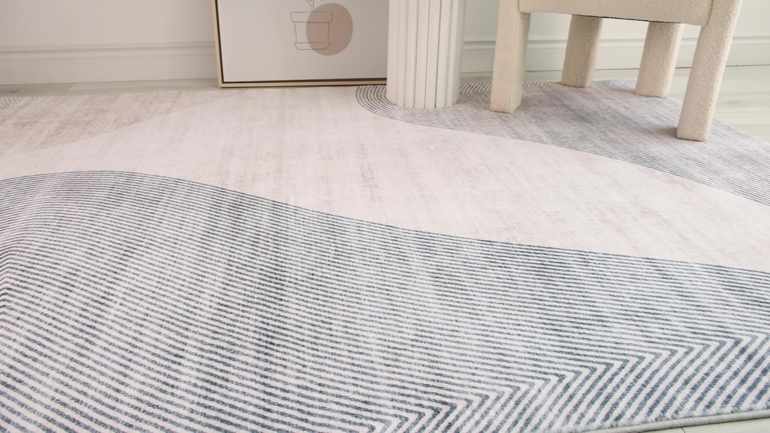 Modern Beige Grey Area Rug Boho Rug Living Room Kitchen and Bedroom