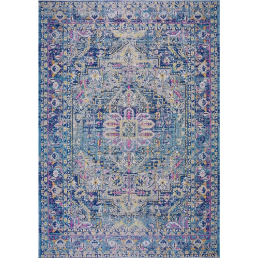 Persian Rug Traditional Blue Pink Multicolor Area Rug  