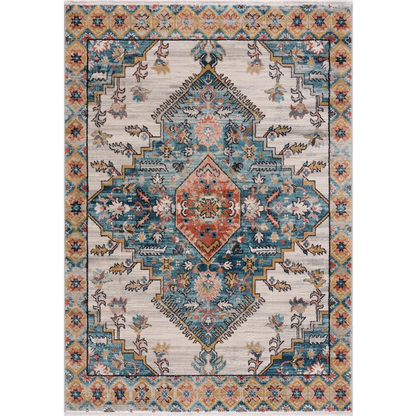Persian Rug Traditional Patterned Orange Turquoise Multicolor Area Rug