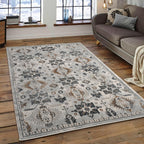 Persian Rug Boho Influenced Distressed Blue Grey  Area Rug
