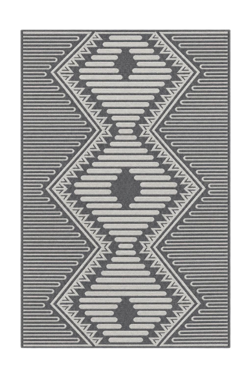 Tufted Boho Geometric Washable Rug Grey - rgc319