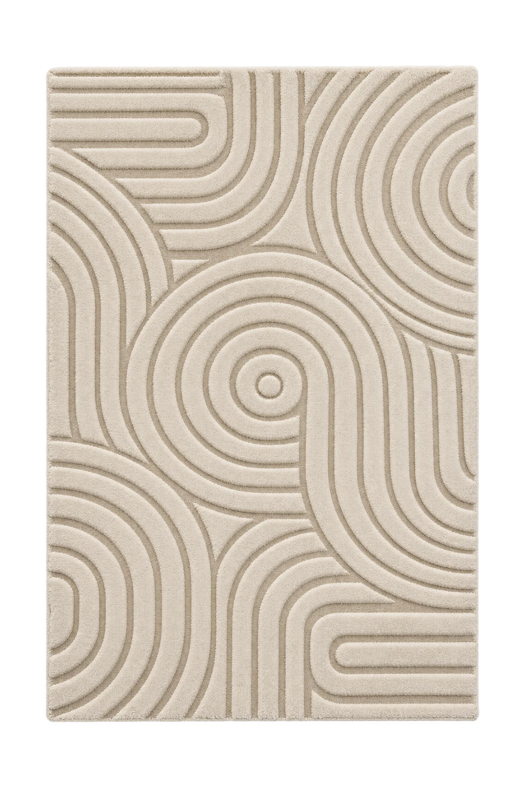 Velvet Cream Beige Circles Washable Rug - rgc342