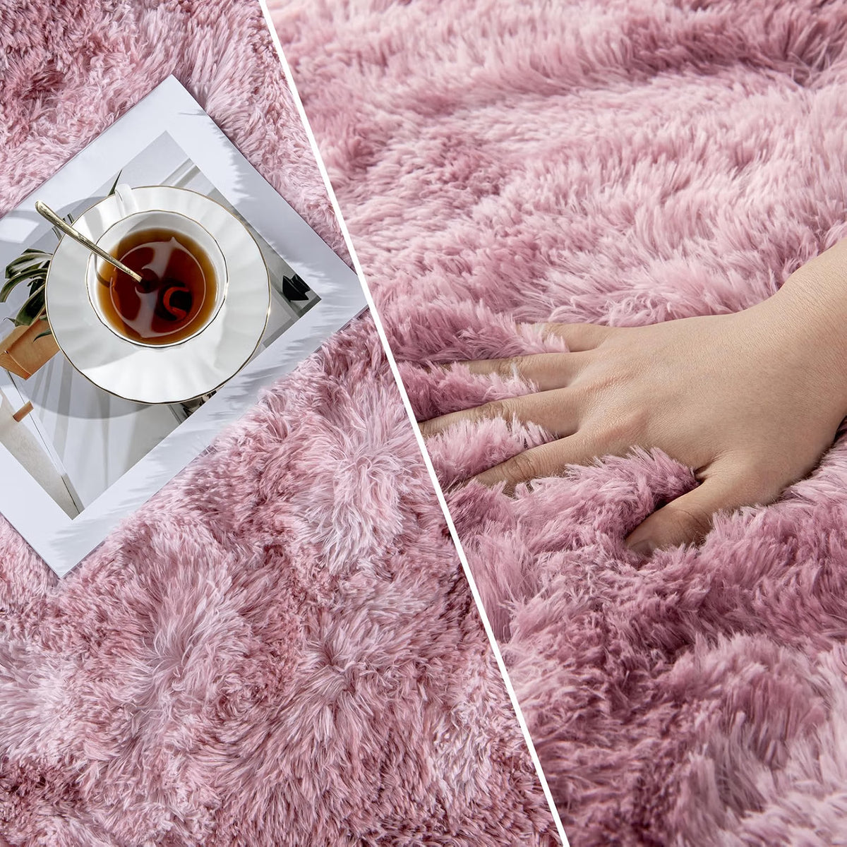 Cloud Pink Shag Rug, Modern, Cozy and Cute Soft Area Rug - rgc006