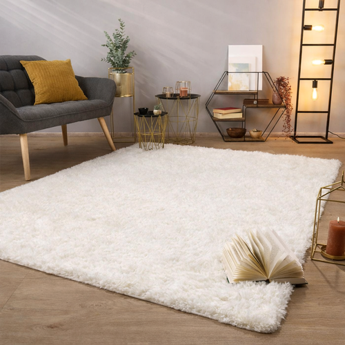 White Shag Fluffy Cozy Washable Rug
