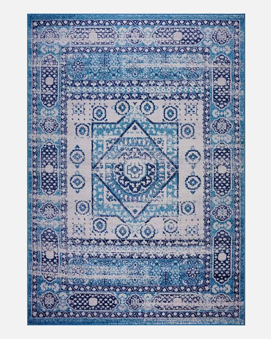 Joy Rug Collection Area Rug 5x7 Traditional Patterned Blue White Carpet  - LDL-00128