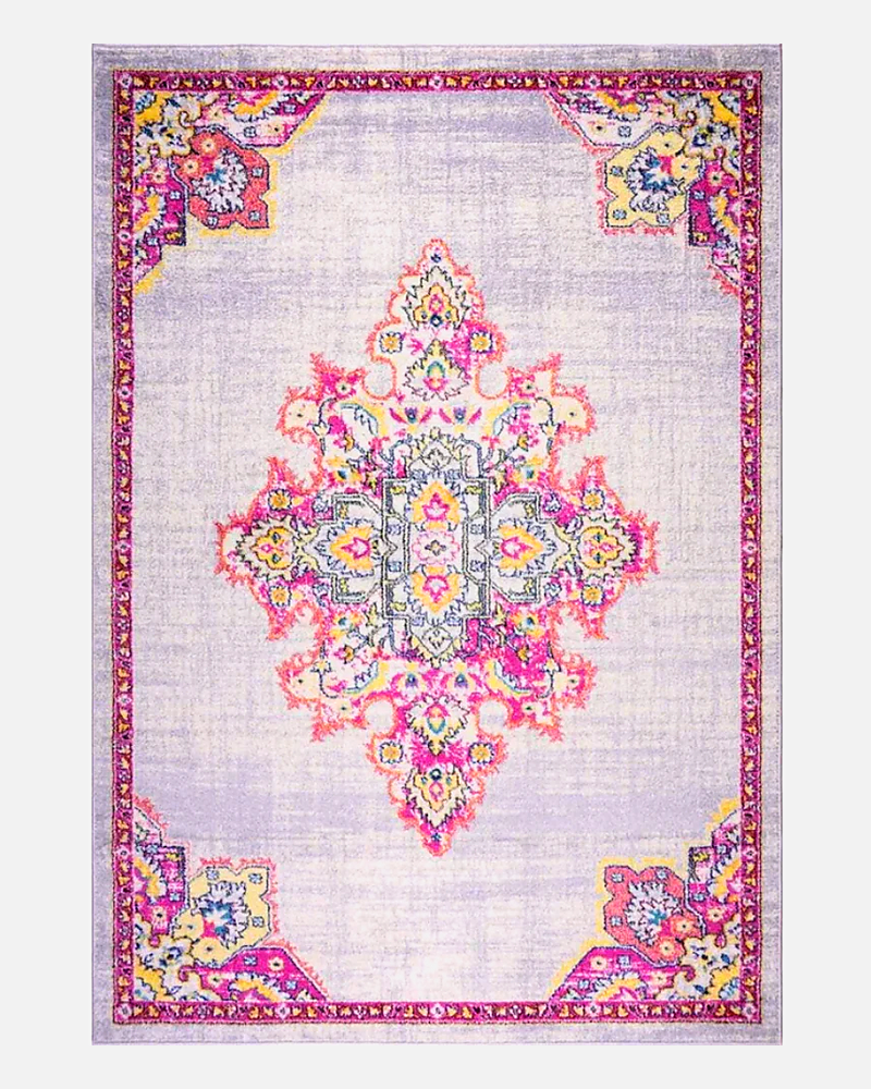 Joy Rug Collection Area Rug 5x7 Oriental Patterned Grey Pink  Area Carpet  - LDL-00131