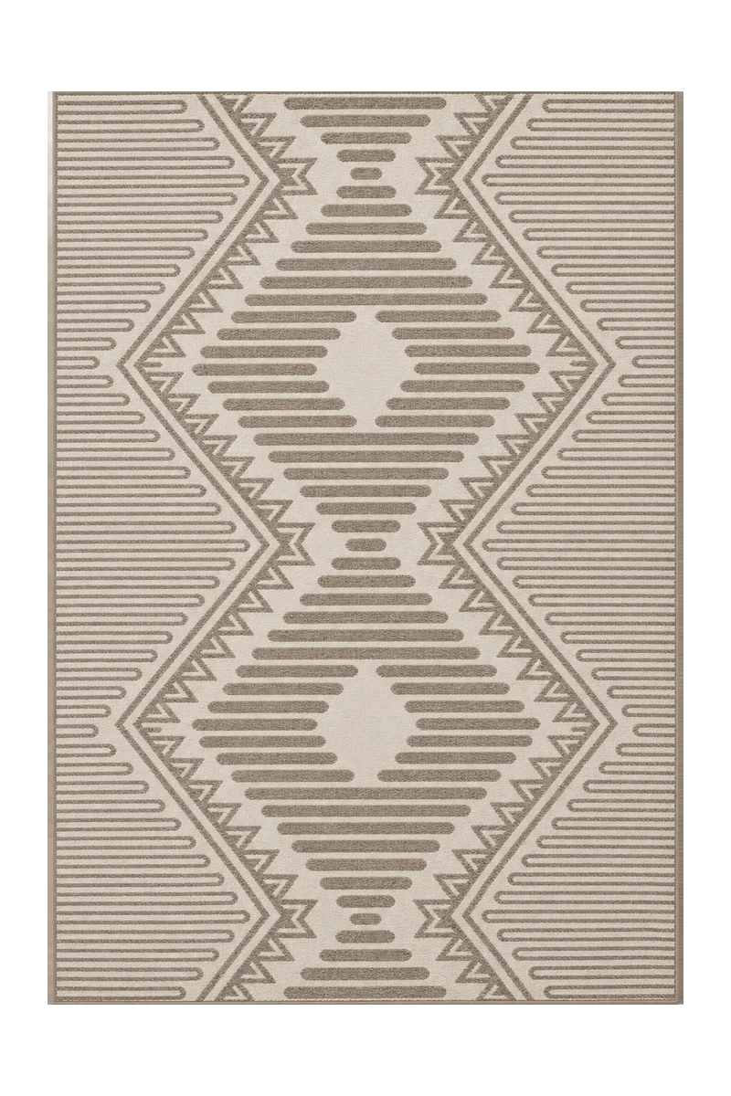 Tufted Boho Geometric Washable Rug Brown - rgc317