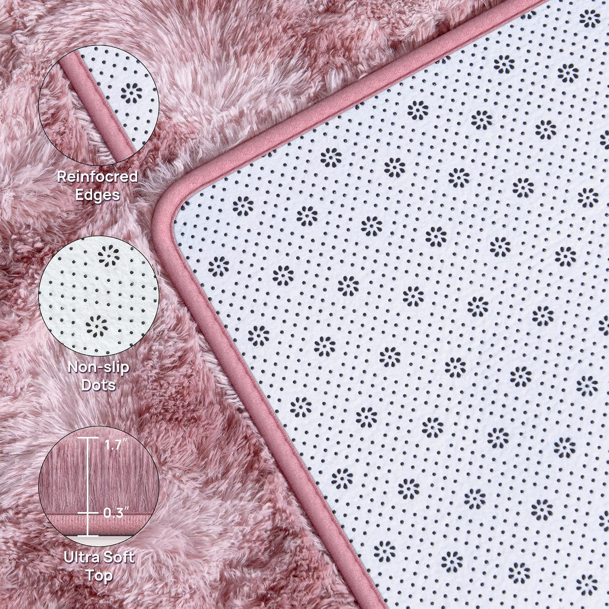 Cloud Pink Shag Rug, Modern, Cozy and Cute Soft Area Rug - rgc006